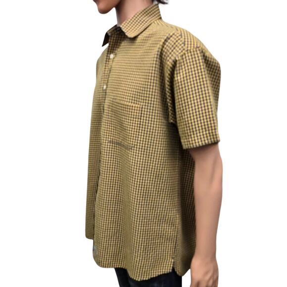 TED BAKER London Men Shirt Gingham Check Yellow Blue Size 4 L/XL Short sleeve - Picture 7 of 15